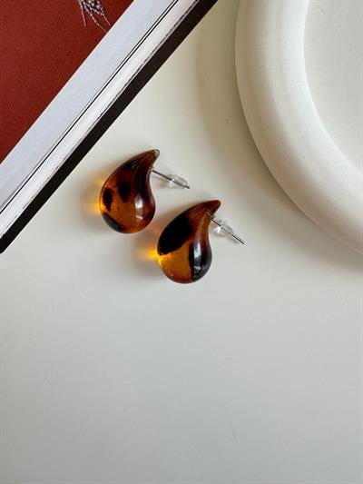 Leopar Desenli Damla Küpe 