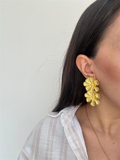 Marka Model Gold Çiçek Küpe