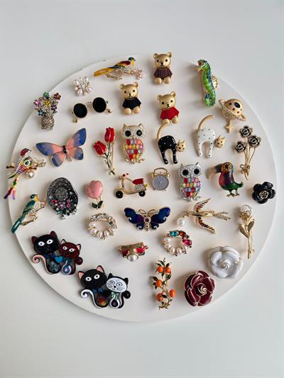 Mavi Taşlı Kelebek Broş