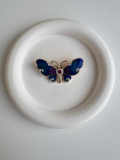 Mavi Taşlı Kelebek Broş