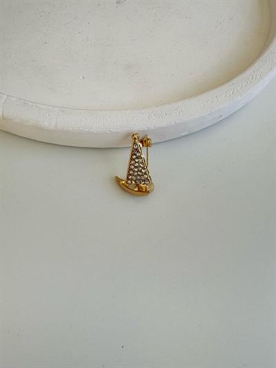 Minimal Taşlı Yelken Broş