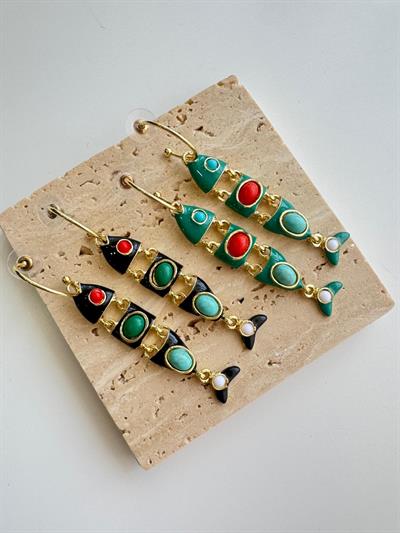 Otantik Siyah Balık Küpe