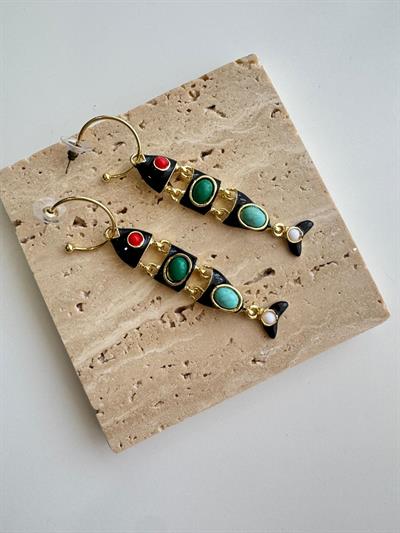 Otantik Siyah Balık Küpe