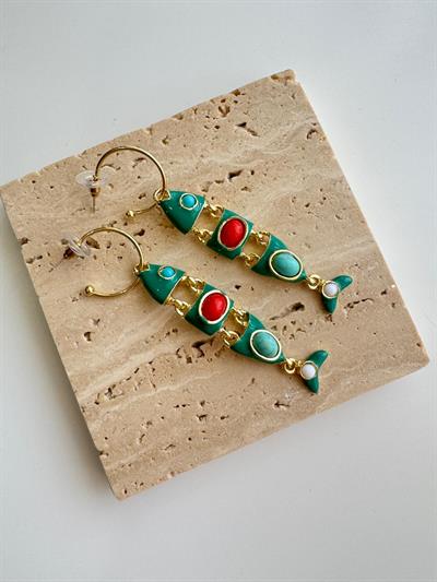 Otantik Yeşil Balık Küpe