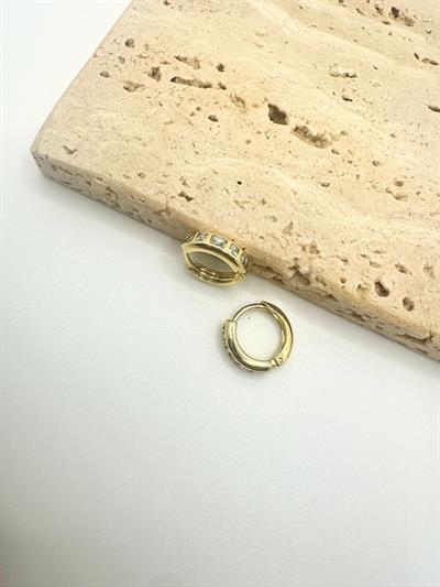 Özel Seri 14k Baget Taşlı Mini Halka Küpe