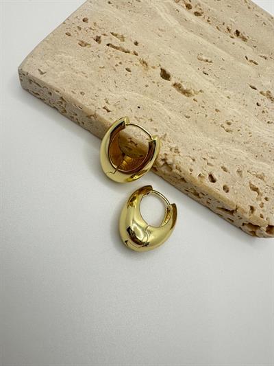 Özel Seri 14k Bombeli Oval Küpe (20mm)