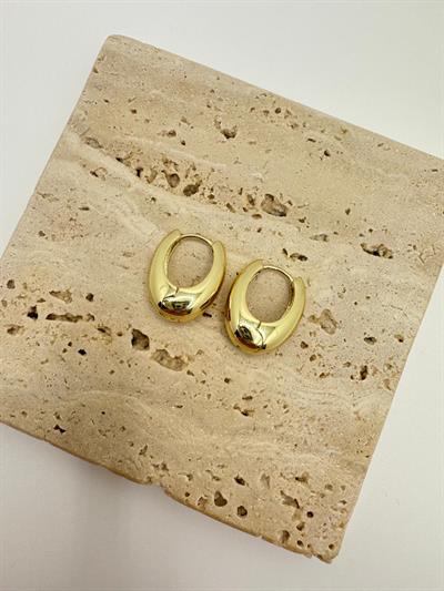 Özel Seri 14k Bombeli Oval Küpe (20mm)