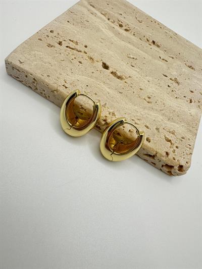 Özel Seri 14k Bombeli Oval Küpe (20mm)