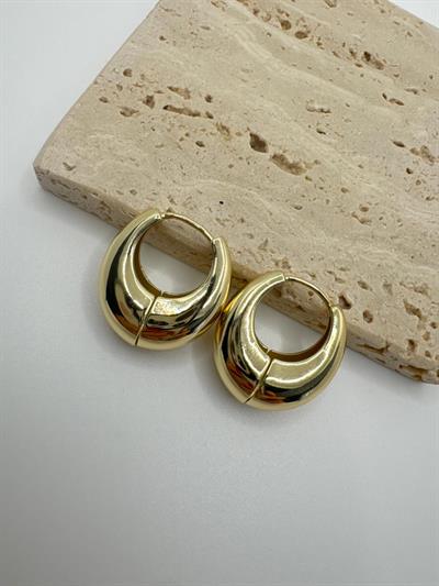 Özel Seri 14k Bombeli Oval Küpe (32mm)