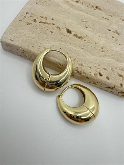 Özel Seri 14k Bombeli Oval Küpe (32mm)