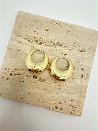 Özel Seri 14k Bombeli Oval Küpe (32mm)