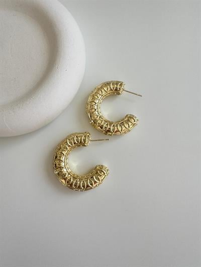 Özel Seri 14k Dokulu Boru Halka Küpe