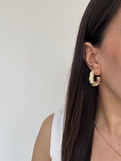 Özel Seri 14k Dokulu Boru Halka Küpe