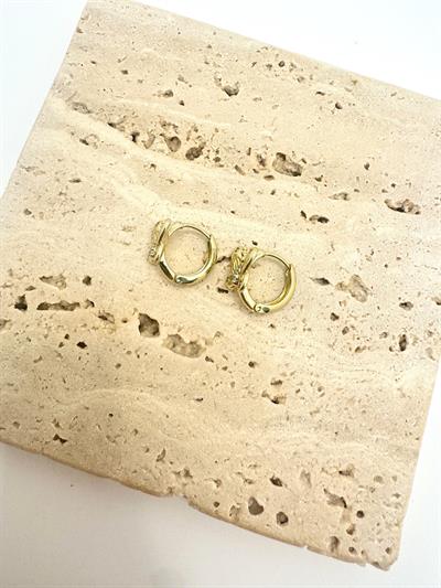 Özel Seri 14k Kelebek Taşlı Mini Halka Küpe