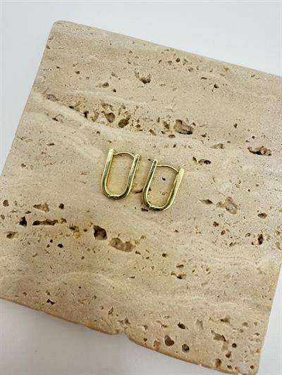 Özel Seri 14k Taşlı Geometrik Oval Küpe