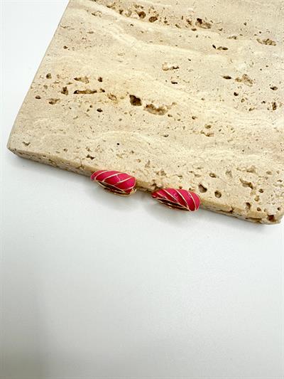 Özel Seri Pembe Mineli Burgu Halka Küpe