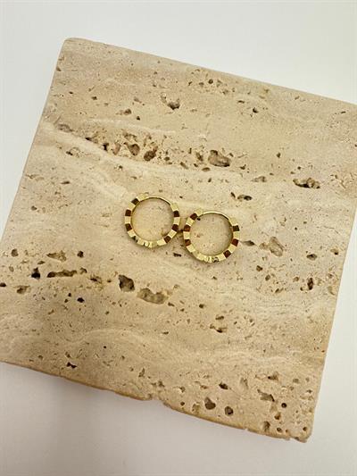 Özel Seri 14k Petek Taşlı Mini Halka Küpe