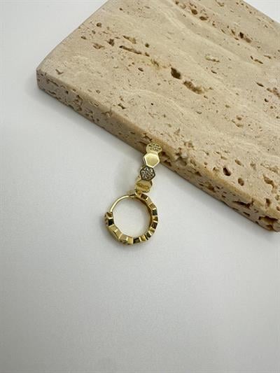 Özel Seri 14k Petek Taşlı Mini Halka Küpe