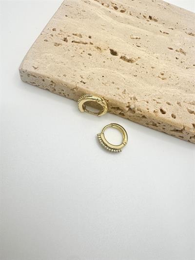 Özel Seri 14k Şerit Taşlı Mini Halka Küpe