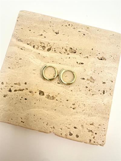 Özel Seri 14k Şerit Taşlı Mini Halka Küpe