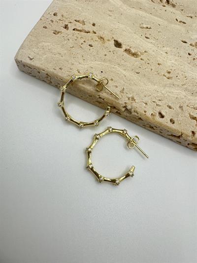 Özel Seri 14k Taşlı Tasarım Halka Küpe 