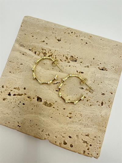 Özel Seri 14k Taşlı Tasarım Halka Küpe 