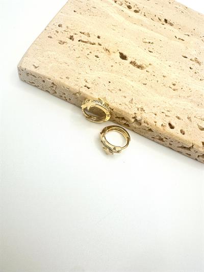 Özel Seri 14k Yıldız Taşlı Mini Halka Küpe