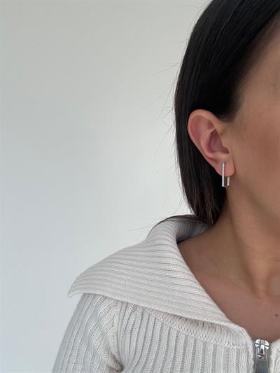 Özel Seri Dikdörtgen Taşlı Küpe (silver)