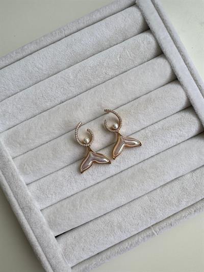 Özel Seri Gold Taşlı Sedefli Küpe