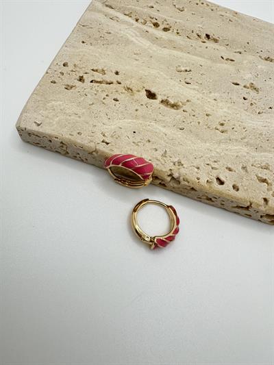 Özel Seri Pembe Mineli Burgu Halka Küpe