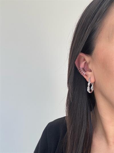 Özel Seri Silver Oval Burgu Küpe