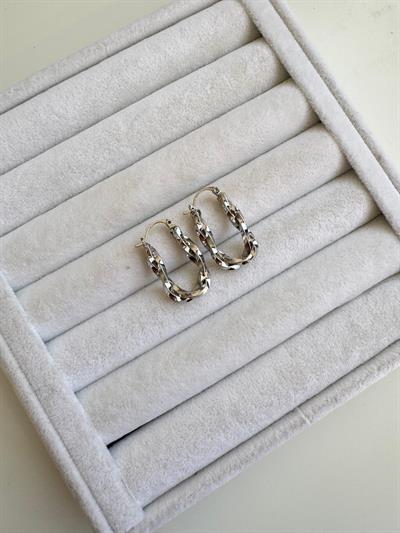 Özel Seri Silver Oval Burgu Küpe