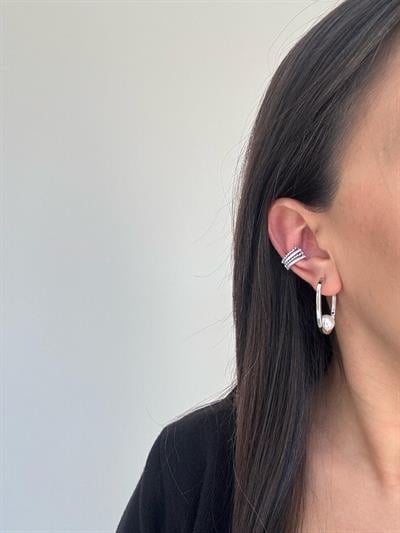 Özel Seri Silver Oval İncili Küpe