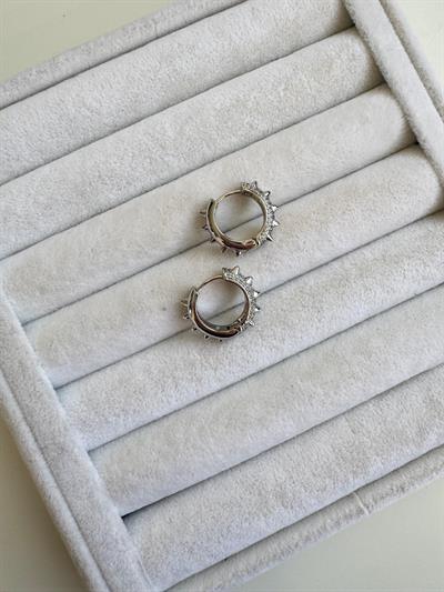 Özel Seri Silver Taşlı Çivili Küpe