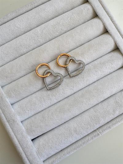 Özel Seri Silver Taşlı Kalp Küpe