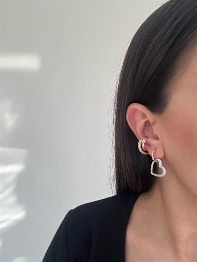 Özel Seri Silver Taşlı Kalp Küpe