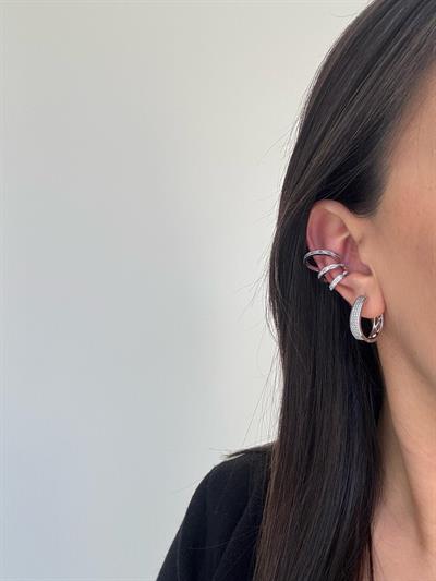 Özel Seri Silver Taşlı Oval Küpe