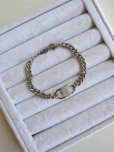 Özel Seri Silver Taşlı Zincir Bileklik