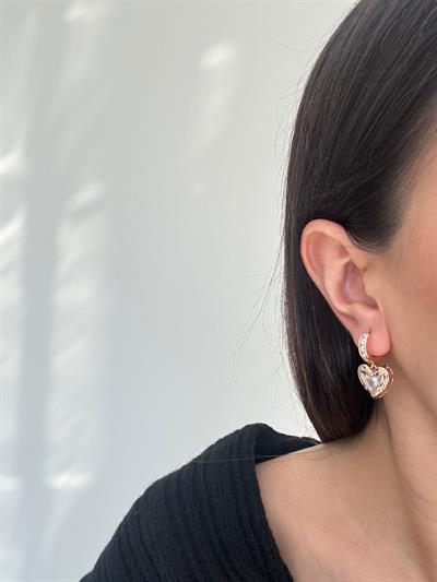 Özel Seri Taşlı Kalp Küpe