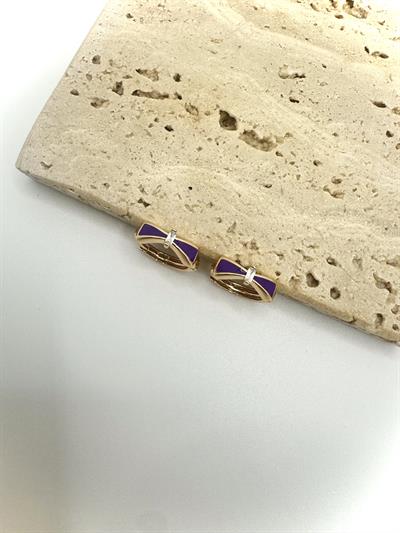 Özel Seri Taşlı Mor Mineli Mini Halka Küpe