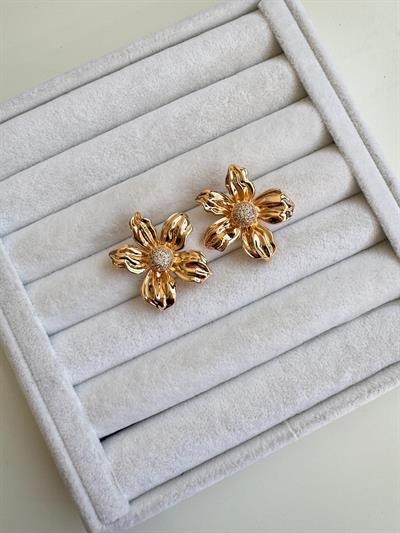 Özel Seri İncili Çiçek Küpe