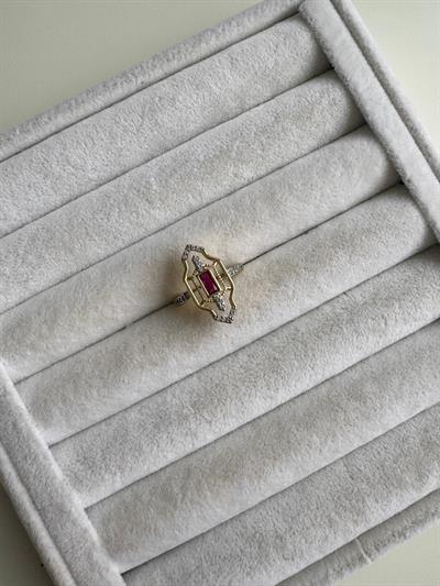 Pirinç Kaplama Taşlı Yüzük