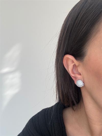 Premium Seri Gömme Zirkon Taşlı Silver Top Küpe