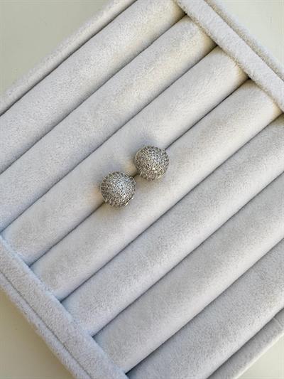 Premium Seri Gömme Zirkon Taşlı Silver Top Küpe