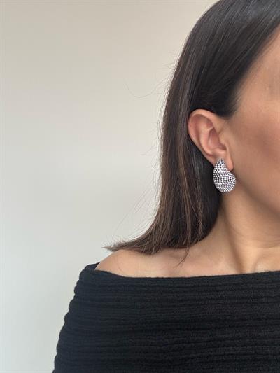 Silver Taşlı Damla Küpe