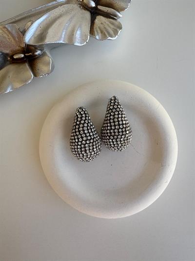 Silver Taşlı Damla Küpe
