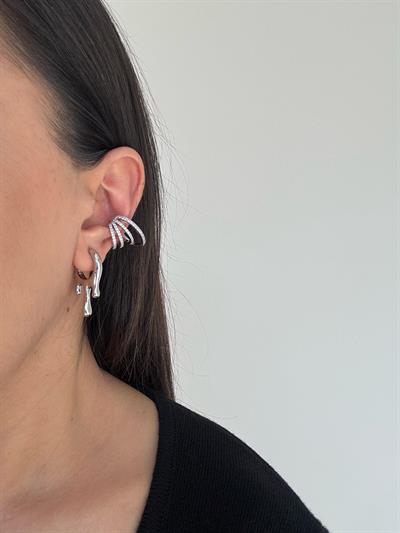 Silver Taşlı Kıkırdak Küpe