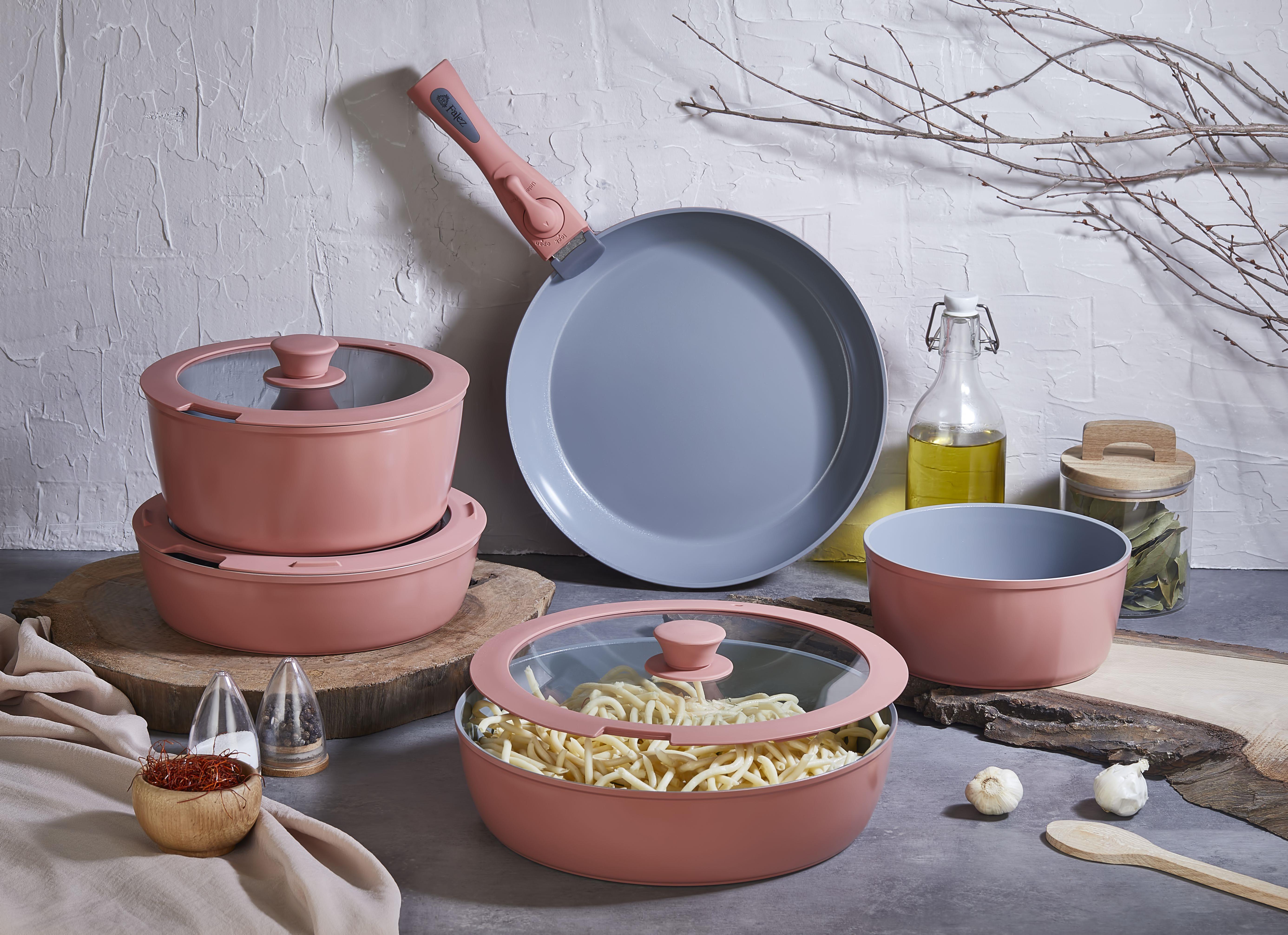 AURIS X LARGE 9 PARÇA TENCERE SETİ - PEACH FALEZ |