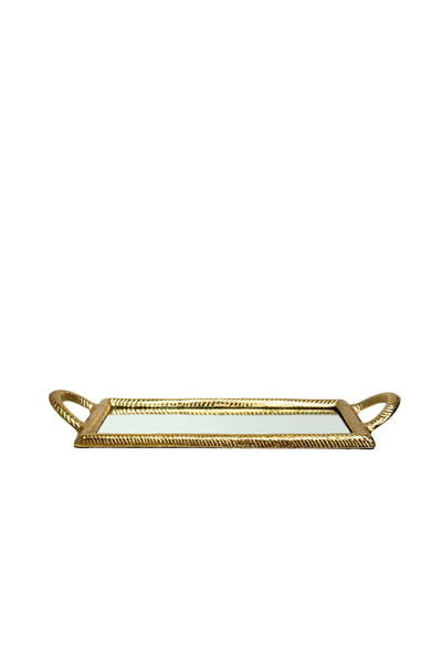 Burgu Desen Döküm Gold Tepsi Dikdörtgen Küçük Boy