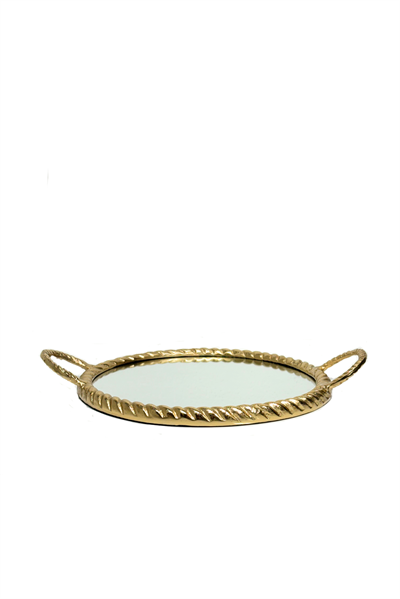 Burgu Desen Döküm Gold Tepsi Yuvarlak